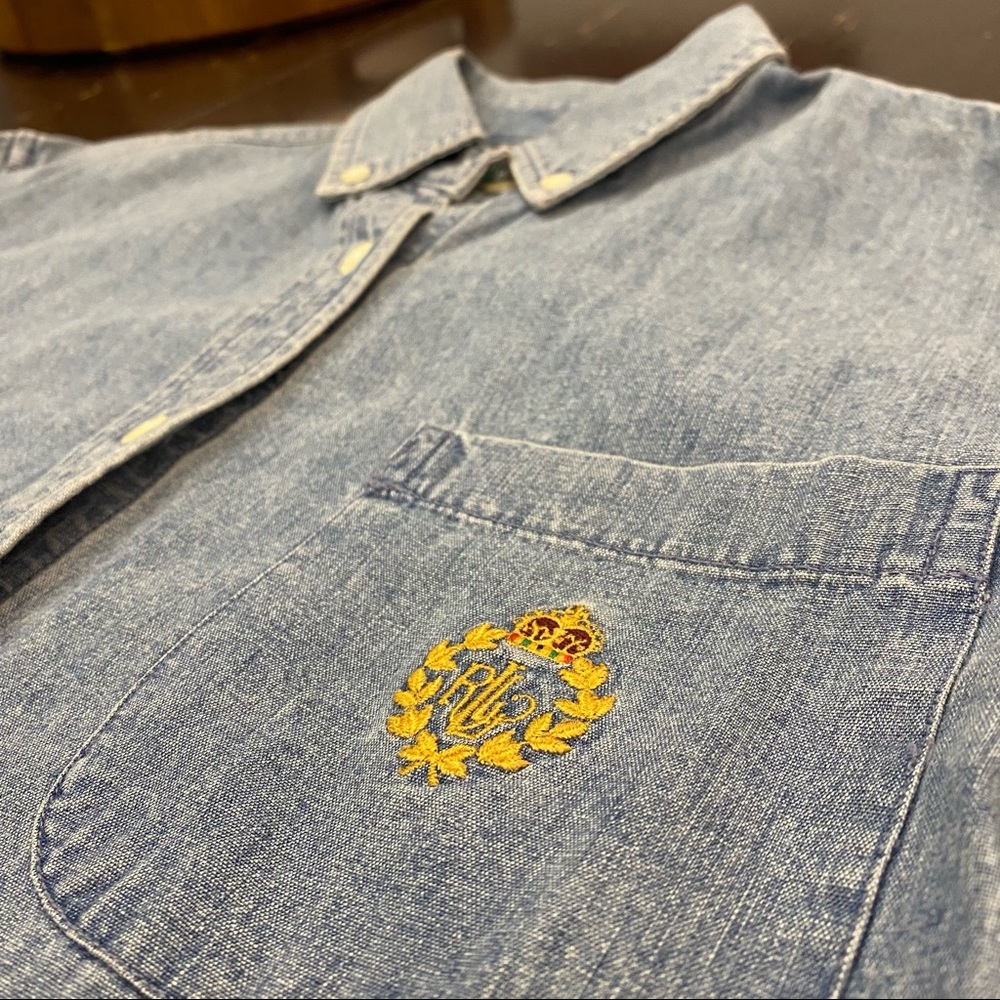 Ralph Lauren Denim Button Up Monogram Top